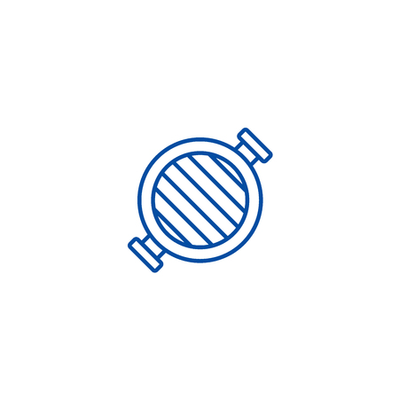 Round grill  line concept icon. Round grill  flat  vector website sign, outline symbol, illustration.のイラスト素材