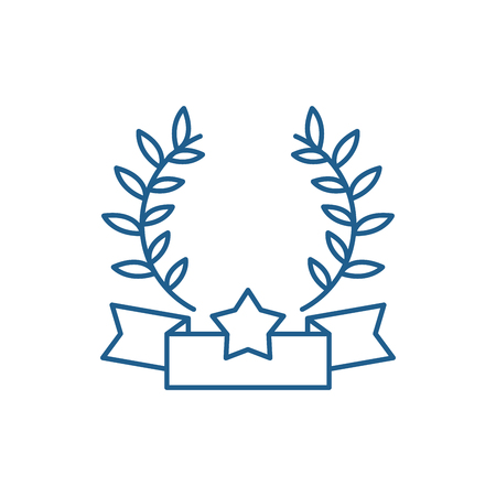 Emblem of victory line concept icon. Emblem of victory flat  vector website sign, outline symbol, illustration.のイラスト素材
