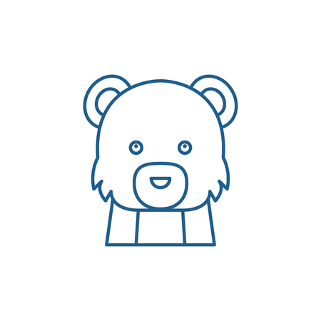 Funny bear line concept icon. Funny bear flat  vector website sign, outline symbol, illustration.のイラスト素材