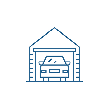Garage line concept icon. Garage flat  vector website sign, outline symbol, illustration.のイラスト素材