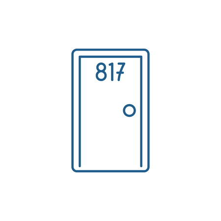 Hotel room line concept icon. Hotel room flat  vector website sign, outline symbol, illustration.のイラスト素材
