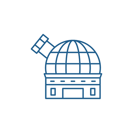 Observatory line concept icon. Observatory flat vector website sign, outline symbol, illustration. Observatory line concept icon. Observatory flat vector website sign, outline symbol, illustration.