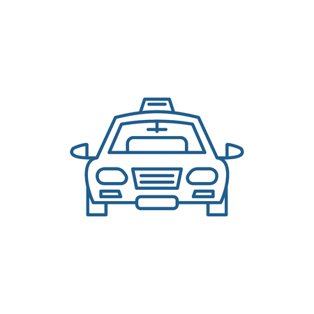 Taxi line concept icon. Taxi flat  vector website sign, outline symbol, illustration.のイラスト素材