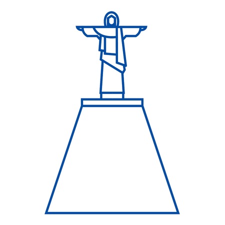 Jesus statue line concept icon. Jesus statue flat  vector website sign, outline symbol, illustration.のイラスト素材