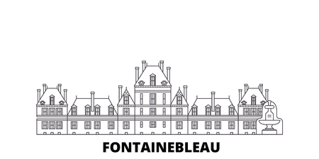 France, Fontainebleau Landmark line travel skyline set. France, Fontainebleau Landmark outline city vector panorama, illustration, travel sights, landmarks, streets.のイラスト素材