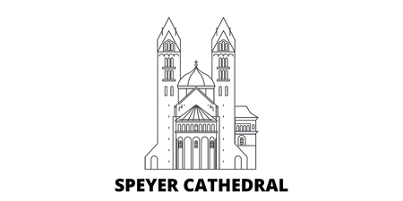Germany, Speyer line travel skyline set. Germany, Speyer outline city vector panorama, illustration, travel sights, landmarks, streets.のイラスト素材