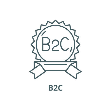 B2c line icon, vector. B2c outline sign, concept symbol, illustrationのイラスト素材