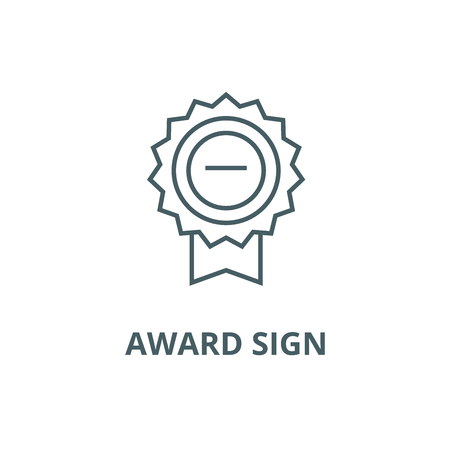 Award sign line icon, vector. Award sign outline sign, concept symbol, illustrationのイラスト素材