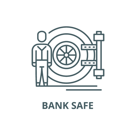 Bank safe line icon, vector. Bank safe outline sign, concept symbol, illustrationのイラスト素材
