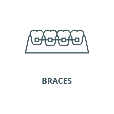 Braces line icon, vector. Braces outline sign, concept symbol, illustrationのイラスト素材