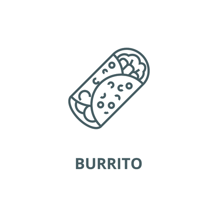 Burrito line icon, vector. Burrito outline sign, concept symbol, illustrationのイラスト素材