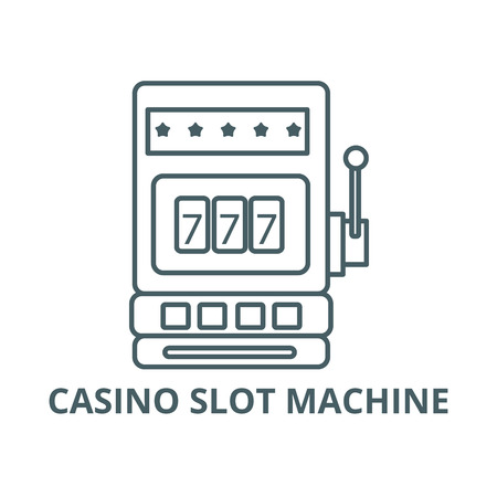 Casino slot machine line icon, vector. Casino slot machine outline sign, concept symbol, illustrationのイラスト素材