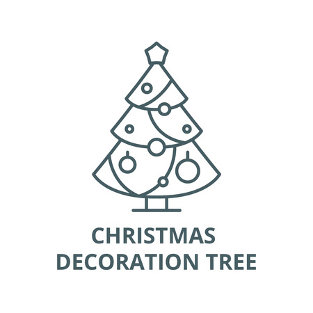 Christmas decoration tree line icon, vector. Christmas decoration tree outline sign, concept symbol, illustrationのイラスト素材