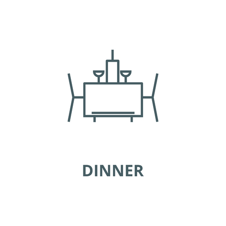 Dinner line icon, vector. Dinner outline sign, concept symbol, illustrationのイラスト素材