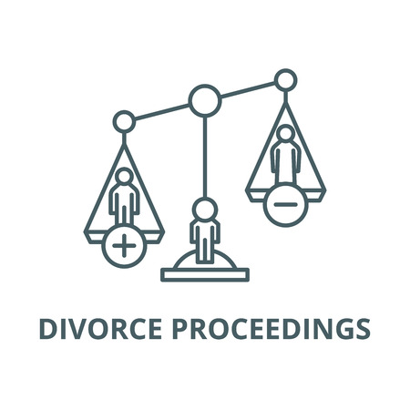 Divorce proceedings line icon, vector. Divorce proceedings outline sign, concept symbol, illustrationのイラスト素材