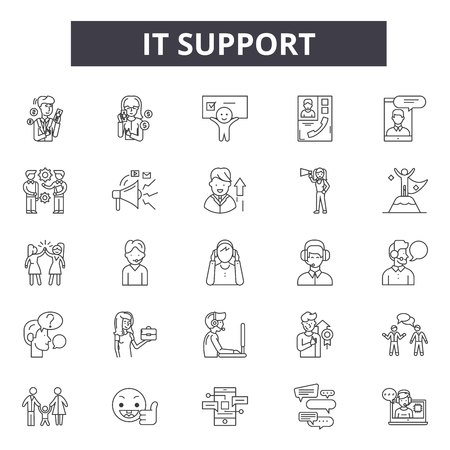 It support line icons, signs set, vector. It support outline concept illustration: support,service,customer,help,contact,technicalのイラスト素材