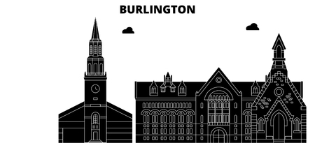 Burlington , United States, outline travel skyline vector illustrationのイラスト素材