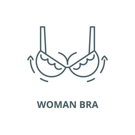 Woman bra,breast augmentation,surgery vector line icon, outline concept, linear signのイラスト素材