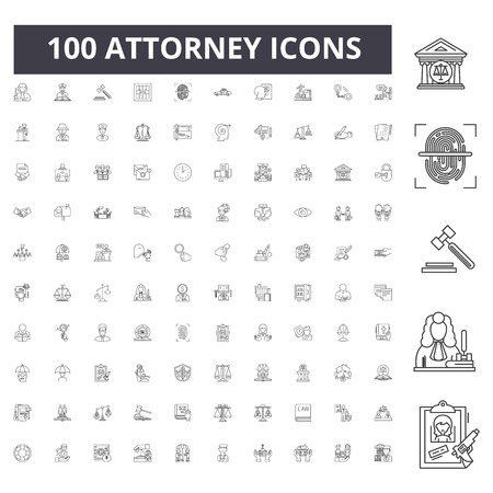 Attorney line icons, signs, vector set, outline concept illustrationのイラスト素材