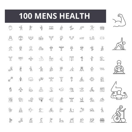 Mens health line icons, signs, vector set, outline concept illustrationのイラスト素材