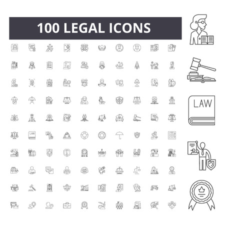 Legal line icons, signs, vector set, outline concept illustration