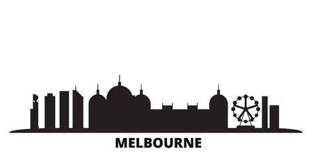 Australia, Melbourne City city skyline isolated vector illustration. Australia, Melbourne City travel cityscape with landmarksのイラスト素材