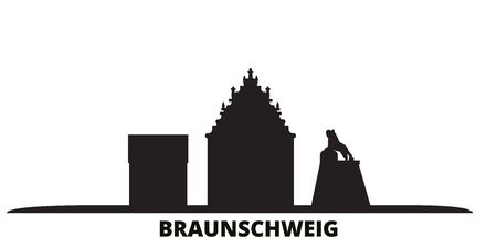 Germany, Braunschweig city skyline isolated vector illustration. Germany, Braunschweig travel cityscape with landmarksのイラスト素材