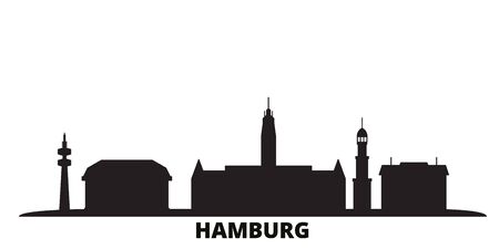 Germany, Hamburg city skyline isolated vector illustration. Germany, Hamburg travel cityscape with landmarksのイラスト素材