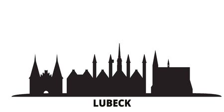Germany, Lubeck city skyline isolated vector illustration. Germany, Lubeck travel cityscape with landmarksのイラスト素材