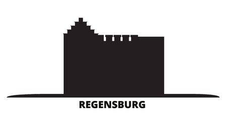 Germany, Regensburg city skyline isolated vector illustration. Germany, Regensburg travel cityscape with landmarksのイラスト素材