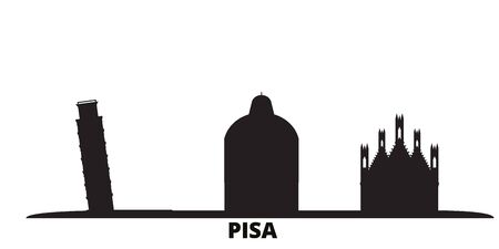 Italy, Pisa city skyline isolated vector illustration. Italy, Pisa travel cityscape with landmarksのイラスト素材