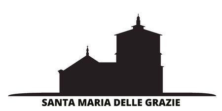 Italy, Santa Maria Delle Grazie city skyline isolated vector illustration. Italy, Santa Maria Delle Grazie travel cityscape with landmarksのイラスト素材