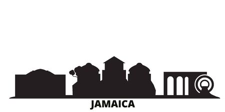 Jamaica city skyline isolated vector illustration. Jamaica travel cityscape with landmarksのイラスト素材