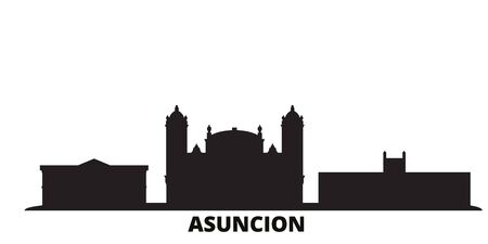 Paraguay, Asuncion city skyline isolated vector illustration. Paraguay, Asuncion travel cityscape with landmarksのイラスト素材