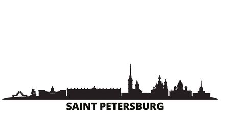 Russia, Saint Petersburg city skyline isolated vector illustration. Russia, Saint Petersburg travel cityscape with landmarksのイラスト素材