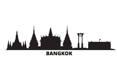 Thailand, Bangkok city skyline isolated vector illustration. Thailand, Bangkok travel cityscape with landmarksのイラスト素材