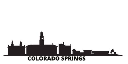 United States, Colorado Springs city skyline isolated vector illustration. United States, Colorado Springs travel cityscape with landmarksのイラスト素材