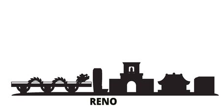 Vietnam, Reno, Danang city skyline isolated vector illustration. Vietnam, Reno, Danang travel cityscape with landmarksのイラスト素材