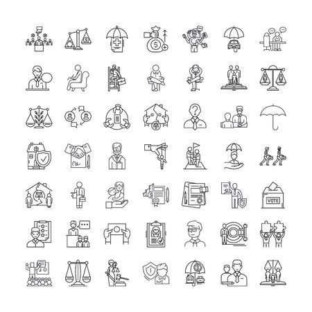 Law firm line icons, signs, symbols vector, linear illustration setのイラスト素材