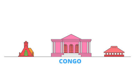 Congo cityscape line vector. Travel flat city landmark, oultine illustration, line world iconsのイラスト素材