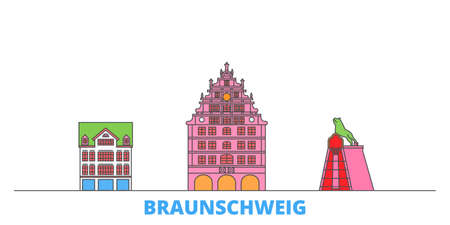 Germany, Braunschweig cityscape line vector. Travel flat city landmark, oultine illustration, line world iconsのイラスト素材