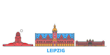 Germany, Leipzig cityscape line vector. Travel flat city landmark, oultine illustration, line world iconsのイラスト素材