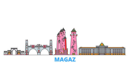 Russia, Magas cityscape line vector. Travel flat city landmark, oultine illustration, line world iconsのイラスト素材