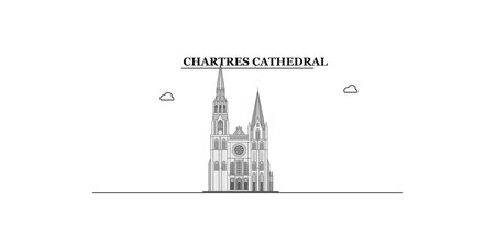 France, Chartres city skyline isolated vector illustration, iconsのイラスト素材