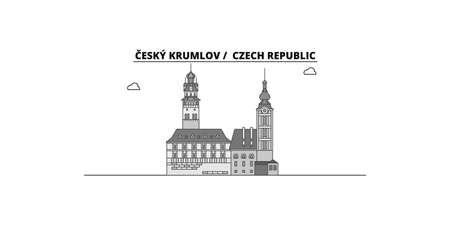 Czech Republic, Cesky Krumlov city skyline isolated vector illustration, iconsのイラスト素材