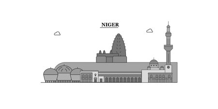 Niger city skyline isolated vector illustration, iconsのイラスト素材