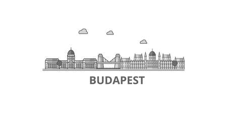 Hungary, Budapest city skyline isolated vector illustration, iconsのイラスト素材