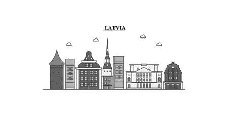 Latvia city skyline isolated vector illustration, iconsのイラスト素材
