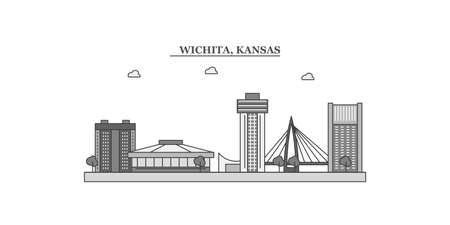 United States, Wichita city skyline isolated vector illustration, iconsのイラスト素材