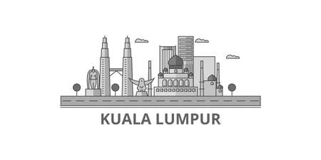 Malaysia, Kuala Lumpur city skyline isolated vector illustration, iconsのイラスト素材